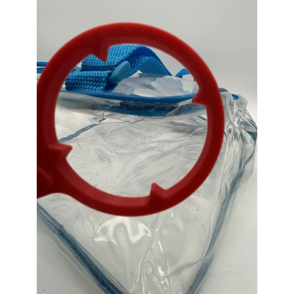 Vintage‎ 90s Y2K Lisa Frank Logo Clear Backpack See-Thru Vinyl Blue Straps 15